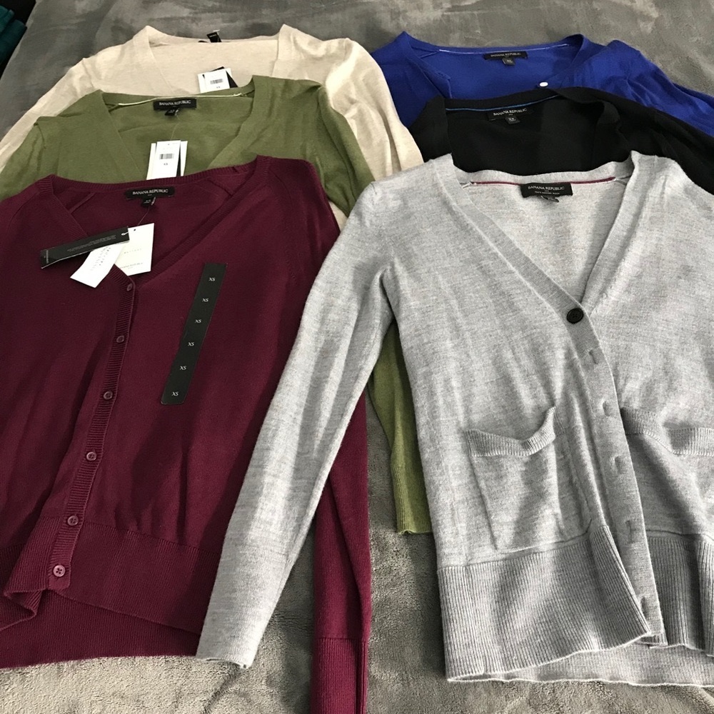 6 XS banana republic cardigans burgundy sold